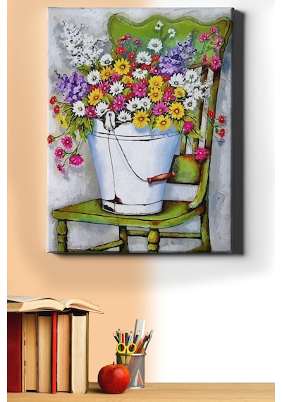 Webstyle Sayılarla Boyama Seti Kasnaklı Yeşil Sandalye Ve Çiçekler 50 X 65 Cm
