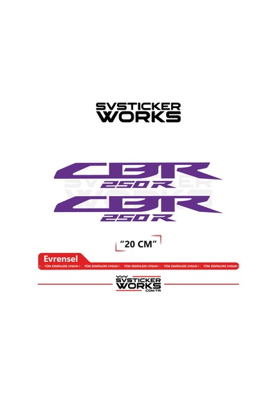 Honda Cbr 250r Sticker Uyumlu Yazı Yüksek Kalite Özel Kesim Folyo 2'li Set Mor