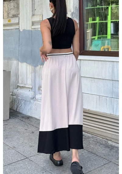 WeShaya Kadın Bej & Siyah Color Block Desen,beli Şerit Lastikli, Rahat Kalıp, Cepli Uzun Etek Bej WeShaya Kadın Bej & Siyah Color Block Desen,beli Şerit Lastikli, Rahat Kalıp, Cepli Uzun Etek Bej