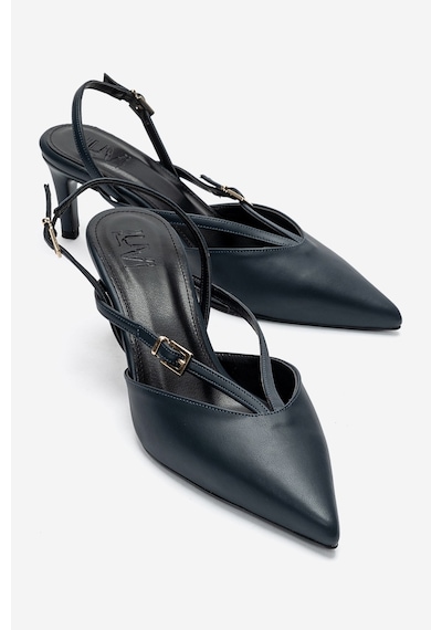 Luvi Shoes Armonıa Lacivert Cilt Bant Detaylı Kadın Topuklu Ayakkabı
