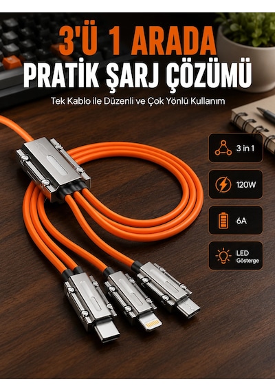 Bay Yüksek Güç Aktarımı Sunan 6a Destekli Çoklu Bağlantı Şarj Ve Veri Kablosu Najmaddin 51014390