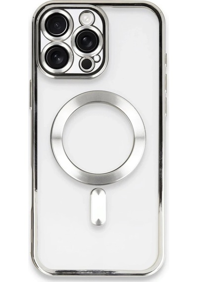 Apple iPhone Uyumlu 16 Pro İçin Kılıf Kamera Lens Korumalı M-safe Destekleyen Şeffaf Silikon Kross Kapak Gümüş Apple iPhone Uyumlu 16 Pro İçin Kılıf Kamera Lens Korumalı M-safe Destekleyen Şeffaf Silikon Kross Kapak Gümüş
