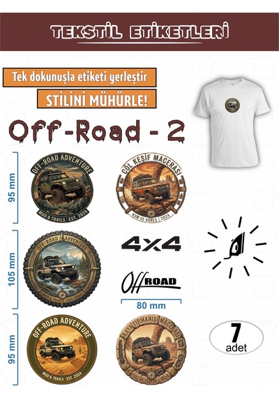 Ütü İle Yapışan Kıyafet Etiketi Off Road Serisi-2 7li Set Karışık