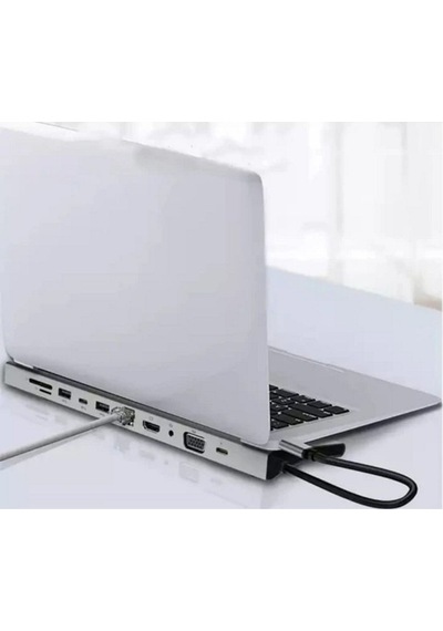 Apple Uyumlu MacBook Usb Type-c Girişli 11 Portlu Hdmı Usb Vga Pd Sd Dönüştürücü