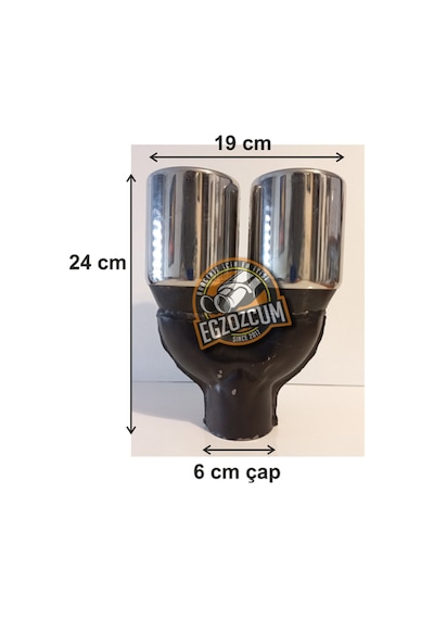 90 Mm Çift Çıkış Eşit Yuvarlak Verev Kesim Krom Sessiz Egzoz Ucu Eksoz Çıkışı 1 Adet