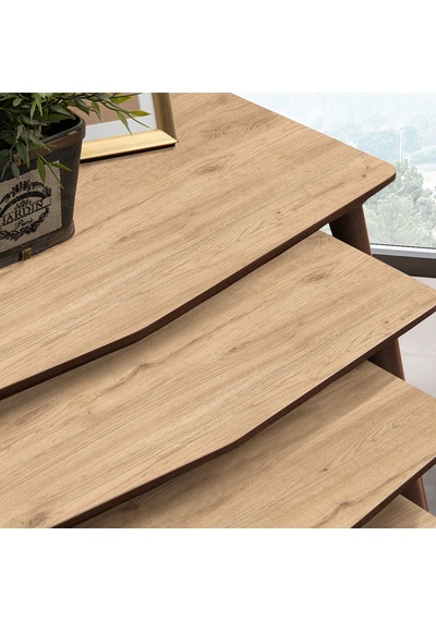 Vovvahome Vega 4lü Dörtlü Mdf Ahşap Zigon Sehpa - Meşe