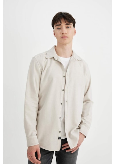 DeFacto Slim Fit Dar Kesim Pamuklu Basic Düz Uzun Kollu Gömlek A4644AX24AUBG721