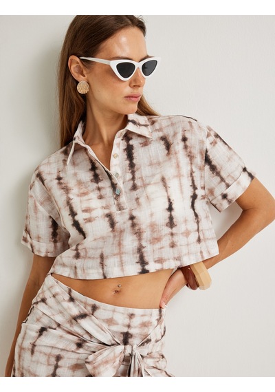 Koton Koton X Şahika Ercümen - Crop Polo Yaka Tişört Kısa Kollu Batik Desenli Kahverengi Desenli 4sak60188ew Kahverengi Desenli Koton Koton X Şahika Ercümen - Crop Polo Yaka Tişört Kısa Kollu Batik Desenli Kahverengi Desenli 4sak60188ew Kahverengi Desenli
