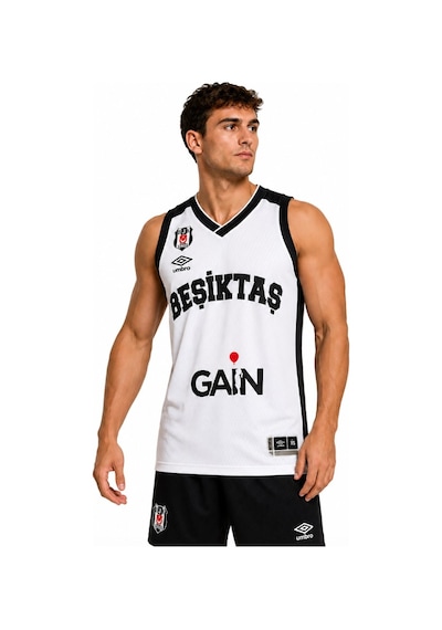 Beşiktaş Umbro Sponsor Baskılı Erkek Basketbol Forması Beyaz