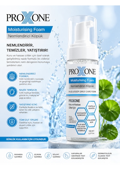Proxone Kuru Ve Hassas Ciltler İçin Nemlendirici Bakım Köpüğü Yüz Ve Vücut İçin 150ml