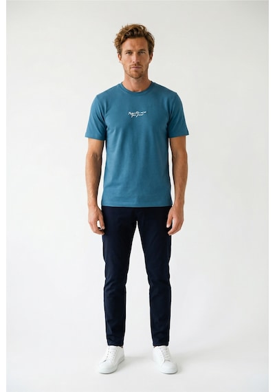 Redline Yeni Sezon Erkek Slim Fit Baskılı Tshirt 7031 Petrol