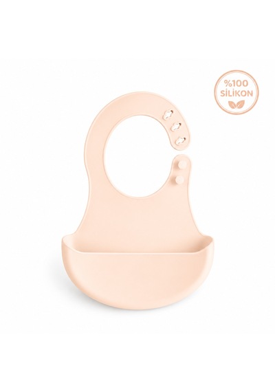 Siliconly Bpa İçermeyen Silikon Bebek Mama Önlüğü Kaydırmaz Cepli Bebek Önlüğü Ekru