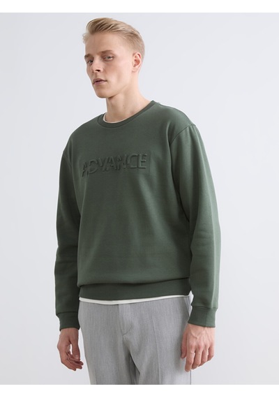 Lcw Vision Yeşil Bisiklet Yaka Baskılı Erkek Sweatshirt