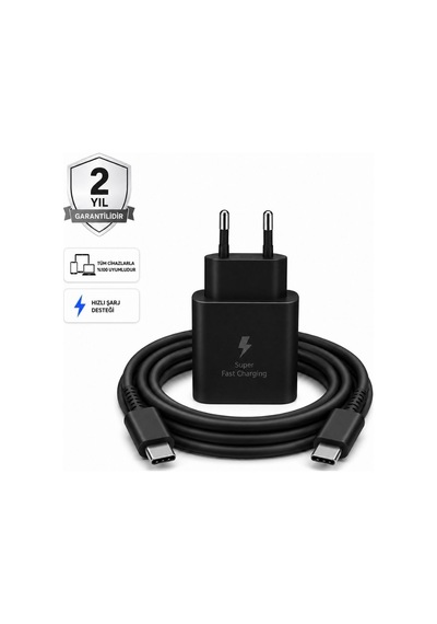 Schitec 45w Hızlı Şarj Adaptörü Ve 1 Metre Type-c Type-c Hızlı Şarj Kablo Set Siyah