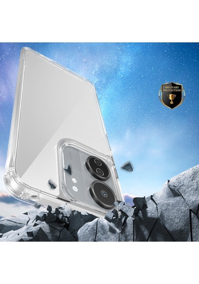 Xiaomi Poco C65 Kılıf Airbagli Takılabilir Askı Aparatlı Zore Snap Silikon Kapak Seffaf