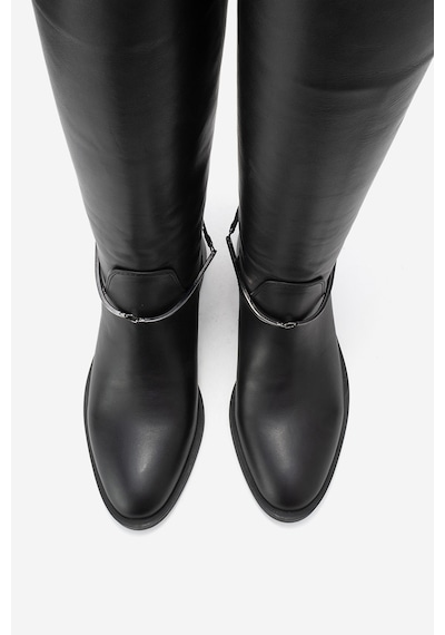 Luvishoes Ansel Siyah Cilt Hakiki Deri Bilek Kayışlı Kadın Binici Çizme Siyah