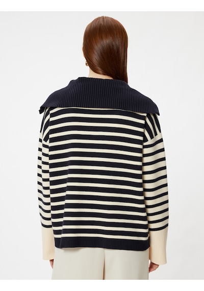 Koton Fermuarlı Oversize Triko Kaza Dik Yaka Yumuşak Dokulu Lacivert Çizgili 5wak90180ht 7s2 Çok Renkli Koton Fermuarlı Oversize Triko Kaza Dik Yaka Yumuşak Dokulu Lacivert Çizgili 5wak90180ht 7s2 Çok Renkli
