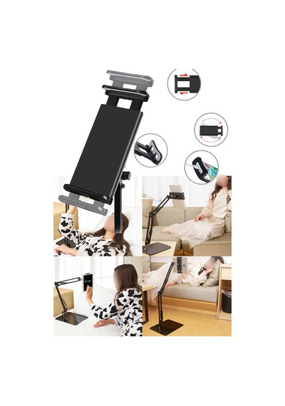 Kaliteli Tablet Standı Masa Üstü Çalışma Stand Sarsılmaz Düşmez Telefon Tablet Stand Siyah