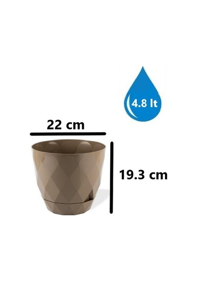 Omnipazar Krs-454 Yakamoz Tabaklı Plastik Saksı Takımı 4.8 Litre No 4 Kahverengi