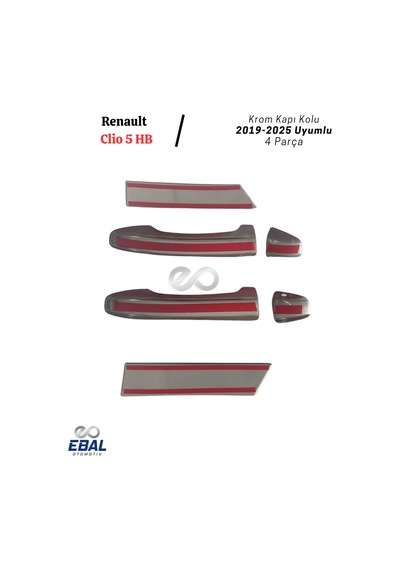 Renault Clio 5 Hb Krom Kapı Kolu 4 Kapı 2019 2024 Paslanmaz Çelik