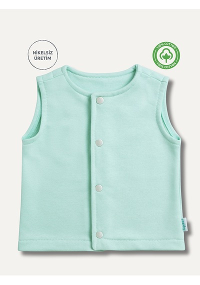 Zuppers Çıtçıtlı Pamuk Bebek Çocuk Yelek - Mint Renkli