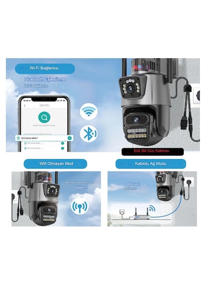 Yeni 8mp 8k Ptz Wifi Ip Kamera Çift Lens Aı Hareket Algılama