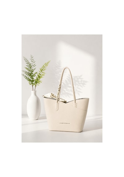 Just Polo Krem Kadin Omuz Cantasi 3'lu Set Gunluk Shopper Canta