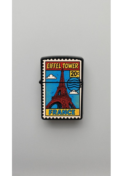 Stamp Eiffel Tower Benzinli Siyah Çakmak Magnet Hediye Siyah