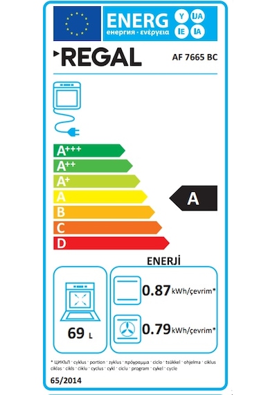 Regal AF 7665 BC 65 LT Elektro Turbo Ankastre Fırın