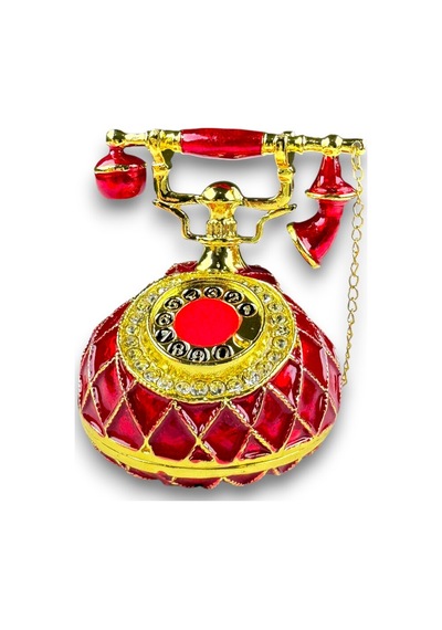 Dekoratif Ankesörlü Telefon Biblo 7 7 CM Kırmızı Taş Detaylı Açılır Kapanır Model Dekoratif Ankesörlü Telefon Biblo 7 7 CM Kırmızı Taş Detaylı Açılır Kapanır Model