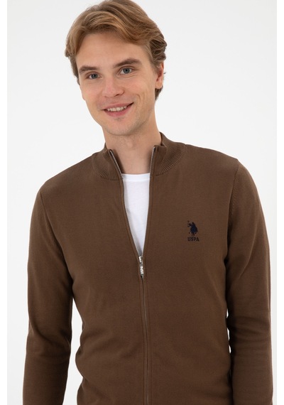 U.S. Polo Assn. Erkek Slim Fit Kahverengi Triko Hırka 50313684-VR029