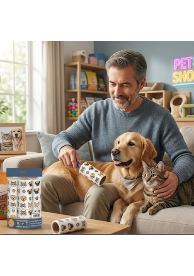 Deinhaus Tüy Toplayıcı Roller Seti, 6 Rulo, Kedi Ve Köpek Tüyü Temizleyici, Ergonomik Sap, Hassas Yüzeylere Uygun