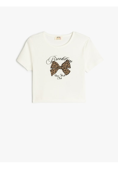 Koton Ekru Kız Çocuk T-shirt 5skg10273ak Ekru