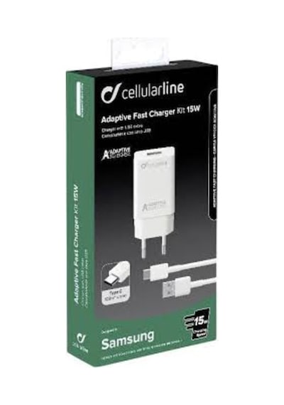 Cellularline Type-C Seyahat Şarjı 15W Kablo+Adaptör (Achsmkıt15Wt Cellularline Type-C Seyahat Şarjı 15W Kablo+Adaptör (Achsmkıt15Wt