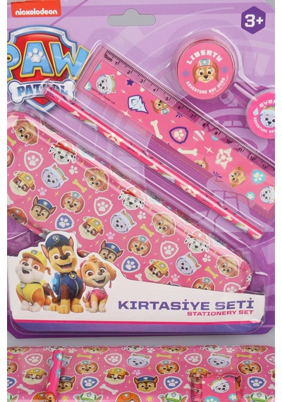 X Dekomus Lisanslı Paw Patrol Pink Paws Collection 5'li Kırtasiye Seti Metal Kalem Kutusu,cetvel,kurşun Kalem,silgi Ve Kalemtraş Diğer