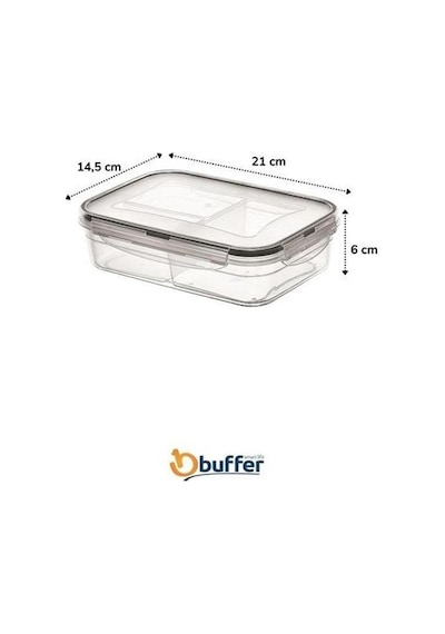 3 Bölmeli Kilitli Kapaklı 1 Litre Erzak Saklama Kabı Lc-510 Çok Renkli