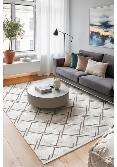 Villadia Home Textile Kaymaz Taban Dört Mevsim Emboss Baskılı Yıkanabilir Kesme Koridor Mutfak Salon Yatak Oturma Ve Oda Yolluk Halı Gri