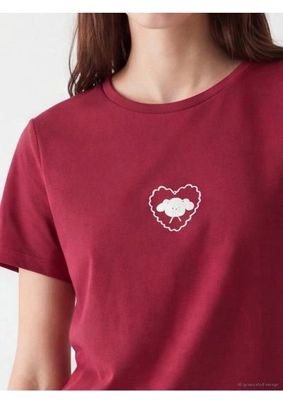 Lcw Young Ekru Bisiklet Yaka Baskılı Kadın Şortlu Pijama Takımı