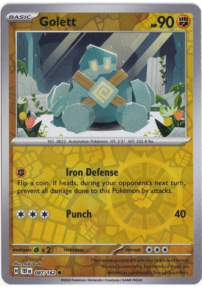 Golett Reverse Holo 087/162 - Temporal Forces - Pokemon Kartı Mint