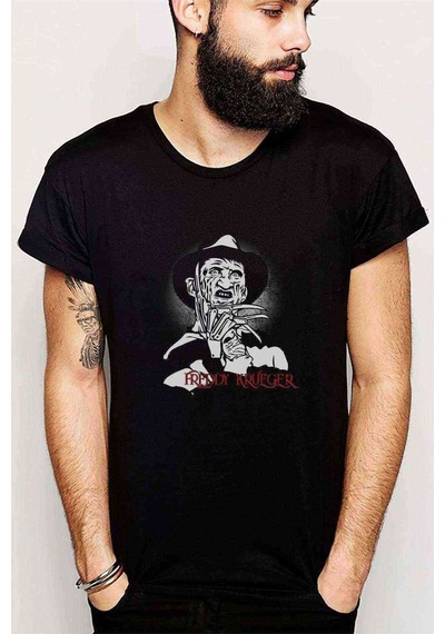 Freddy Krueger Baskılı Siyah Erkek Tshirt