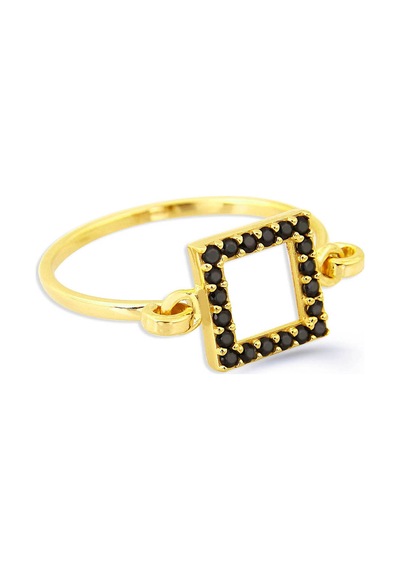 Kuyumcudukkani Elişi Kare Şekilli Taşlı Yüzük-10313-g-blk Gold