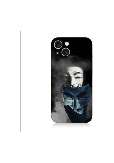 Apple Uyumlu iPhone 15 V For Vendetta Anonymous Desenli Silikon Kılıf