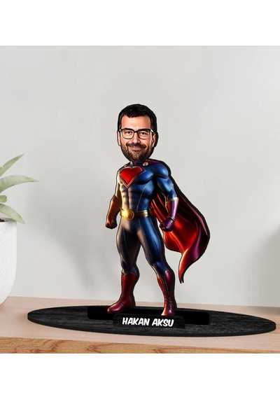 Bk Gift Kişiye Özel Süpermen Tasarımlı Karikatür Biblo-1, Arkadaşa Hediye, Sevgiliye Hediye, Ev Hediyesi