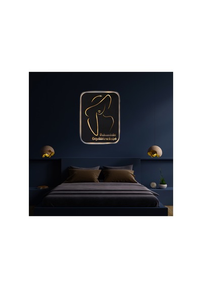 Led Işıklı Kişiselleştirilebilir Kadın Temalı Tablo Fragile Dekoratif Gece Lambası Sarı - 737247434 Sarı