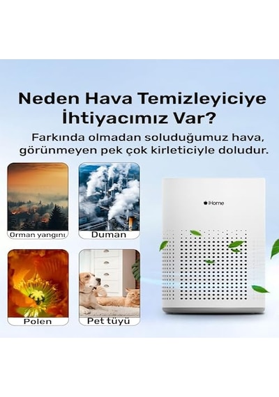 Ihome Arp1 -aktif Karbon Filtreli 100m3 H Işıklı Ultra Sessiz Air Purifier Hava Temizleyici Diğer