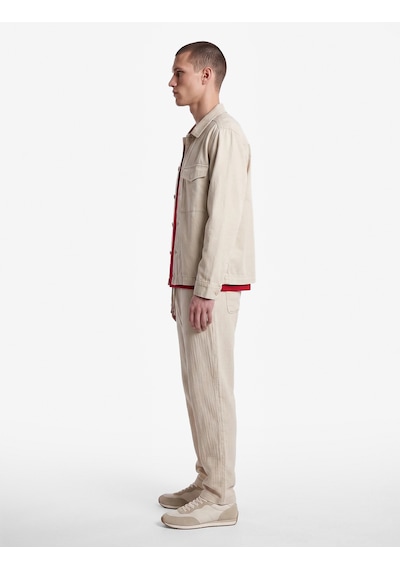 Koton Beli Bağcıklı Düğmeli Cepli Regular Fit Pamuklu Chino Müslin Pantolon Bej 7wam40045hw Ekru
