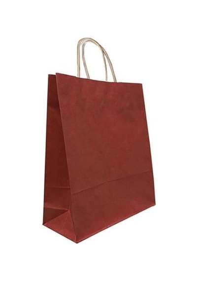 Büküm Saplı Kraft Kağıt Karton Hediyelik Çanta Poşet Torba Bordo 4 x 25'li 25 x 31 CM