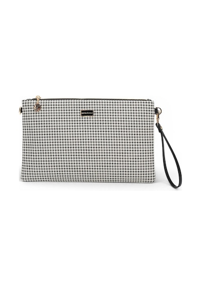 Silver Polo Siyah - Siyah Kaz Ayağı Ekose Kadın Portföy Ve Clutch El Çantası Sp1034