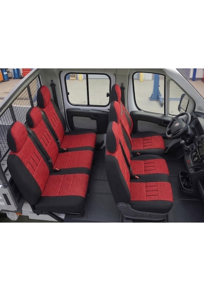 Bmc Megastar 5+1 Çift Kabin Kamyonet Koltuk Kılıfı Kırmızı-Siyah