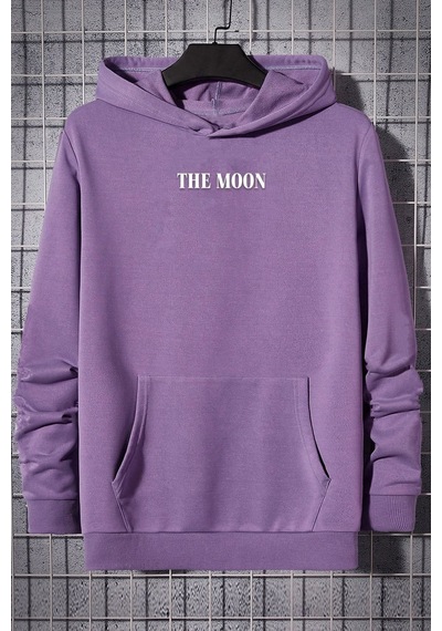 Uyguntarz Unisex The Moon Baskılı Sweatshirt Lila
